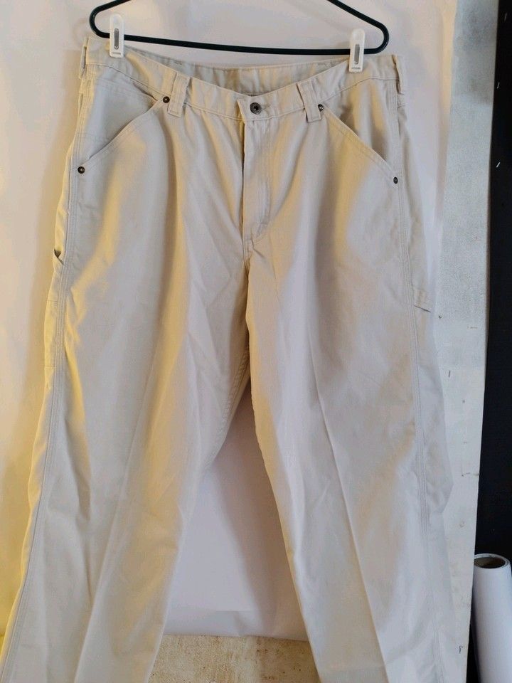 Men's LEE Workwear Beige Ivory Carpenter Pants Jeans Size 38 x 32