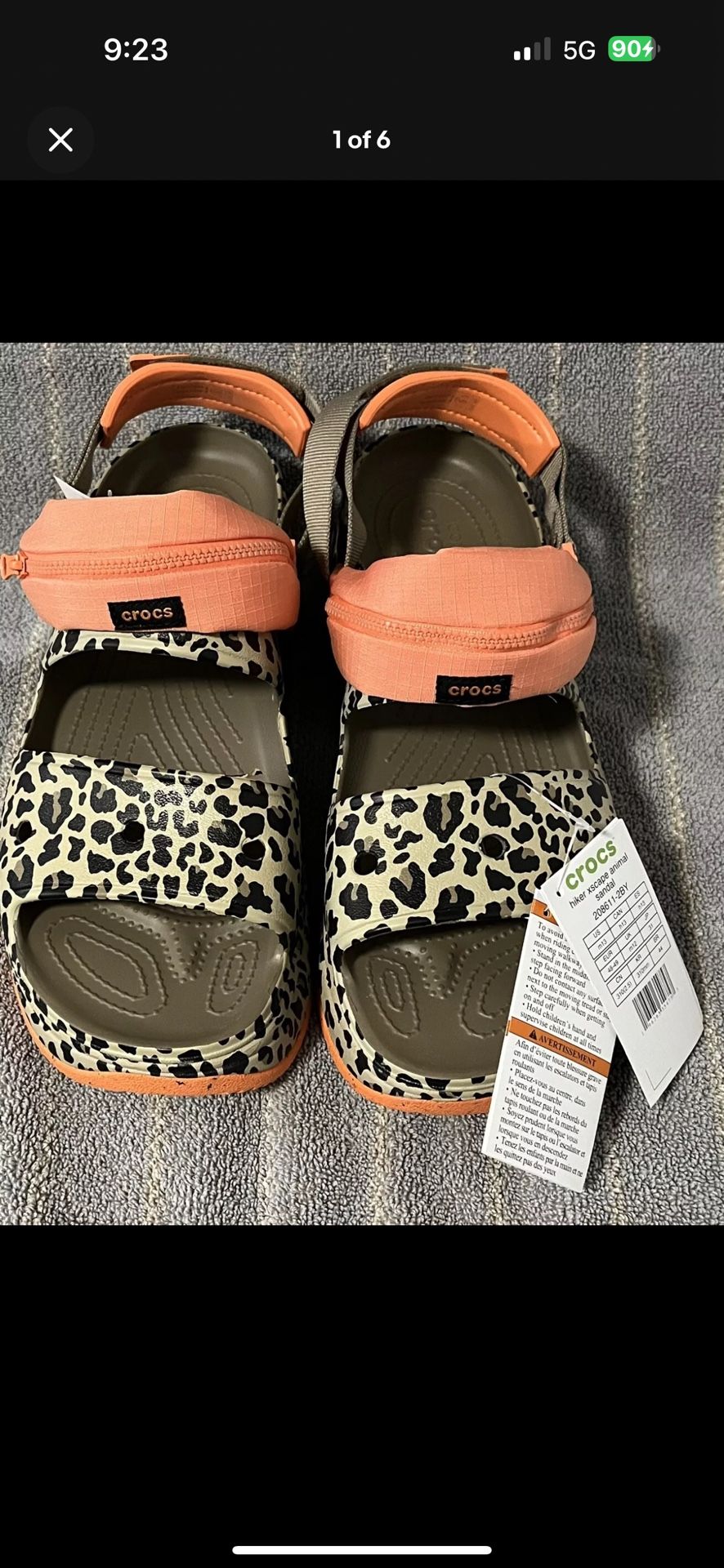 CROCS HIKER XSCAPE ANIMAL SANDAL CLOG Khaki Leopard size m13.