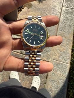 Rolex Datejust 36 16233 18K YELLOW GOLD/STEEL GREEN DIAL FLUTED-