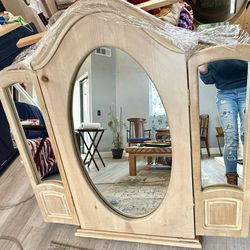 Solid Wood Dresser Mirror w/ Side Panels – Includes Mounting Boards