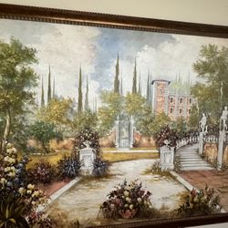 Hand Painted Italian Fresco Painting In Frame 