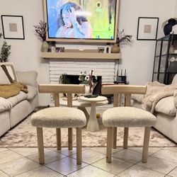CB2 Perle Shearling Dining/Accent Chairs Set Of 2