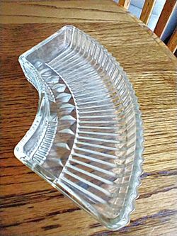 Lazy Susan Replacement sectional glass dish for Kromex lazy susan, 3.5” wide x 8” long -