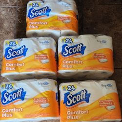 Brand New Packages Of Scott Comfort Plus Toilet Paper 12 Double Rolls =24 Regular Rolls 