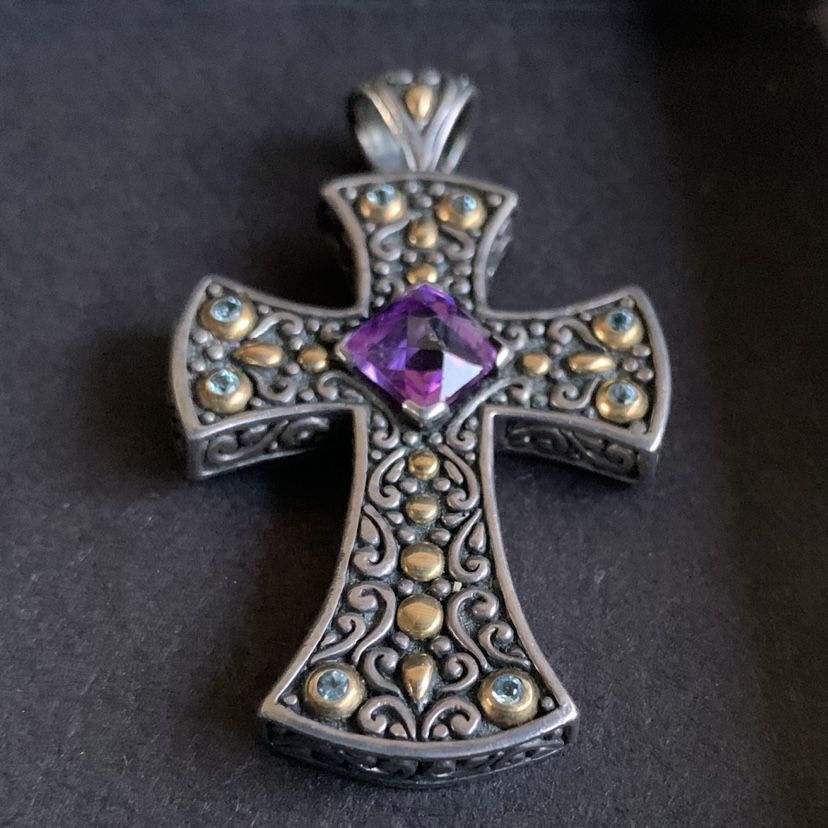 Sterling Silver and 18Kt Gold Cross Pendant