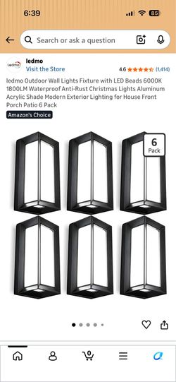 6-Pack Outdoor Wall Lights Fixture with LED Beads