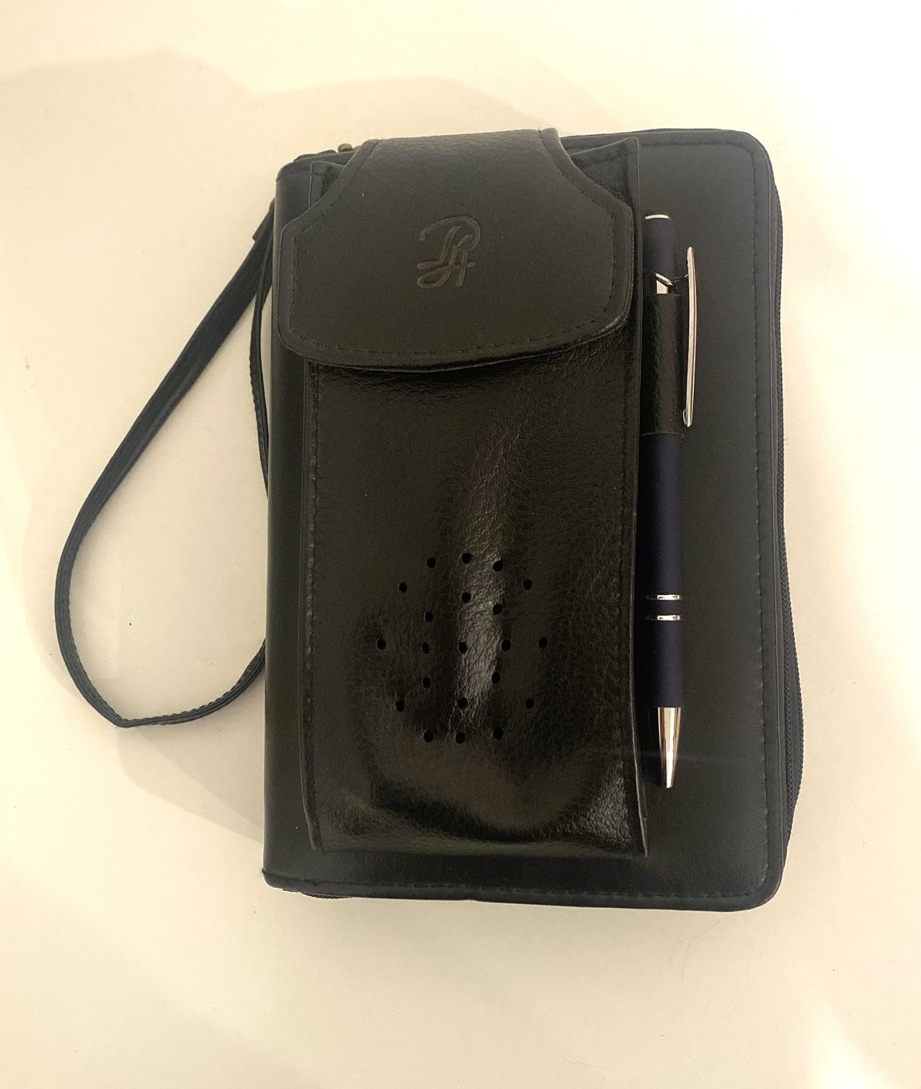 Philippe Amiel Planner Organizer Calendar Black Calculator Card Holder Zipper