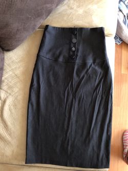 High waisted Charcoal black skirt with buttons