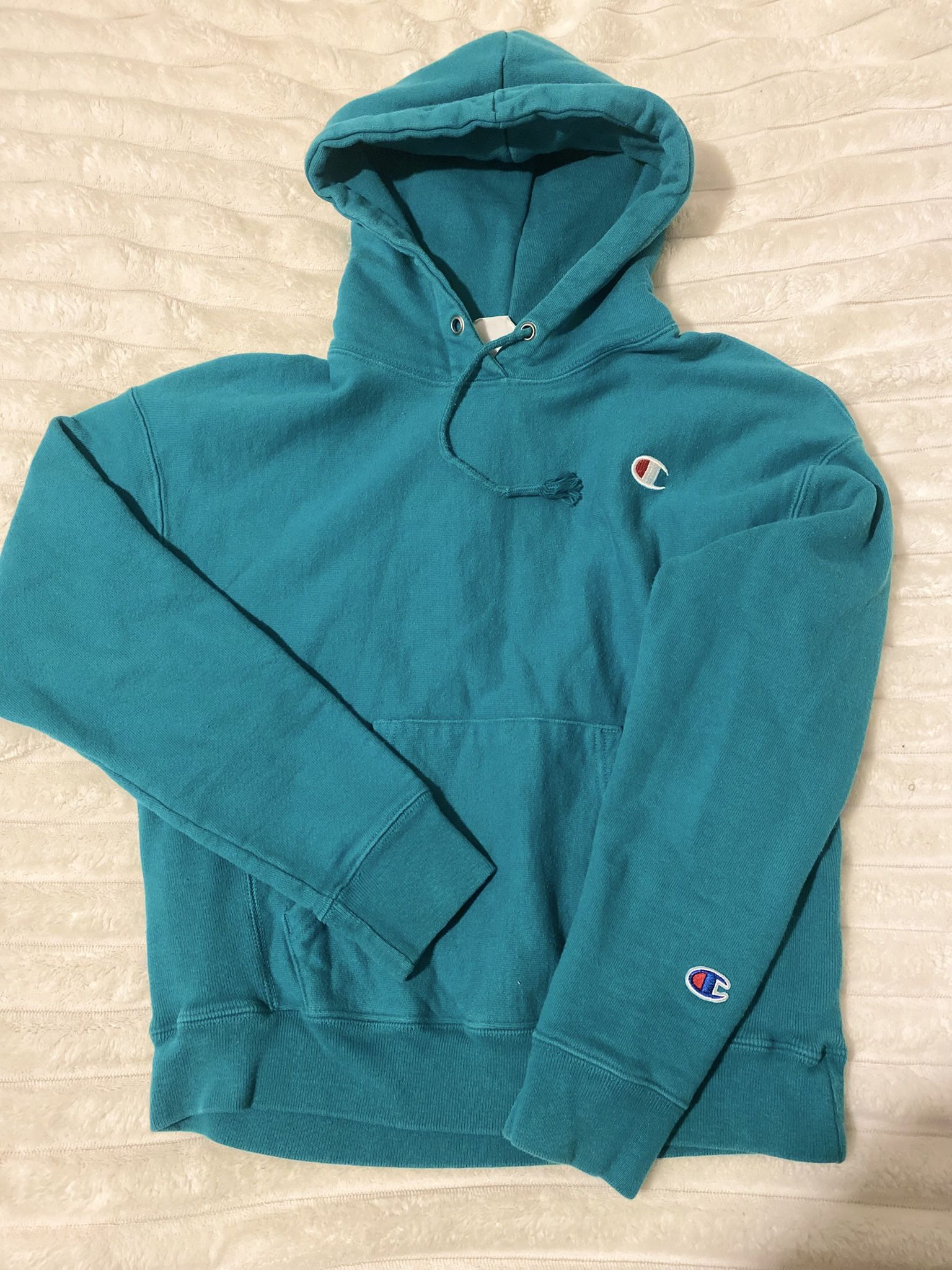 Champion Reverse Weave Teal Hoodie Pullover Size: S