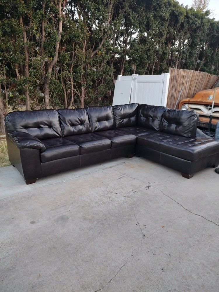 Black Leather Sectional