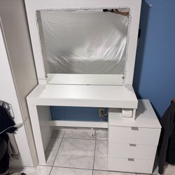 White Vanity Desk Led
