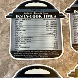 Insta-cook Magnetic Cooking Times