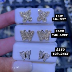 10K  .24CT  Natural Diamonds Screw Back Earrings   