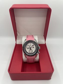 Omega X Swatch Mission to Pink Moonphase Moonswatch Mod Stainless Steel Watch