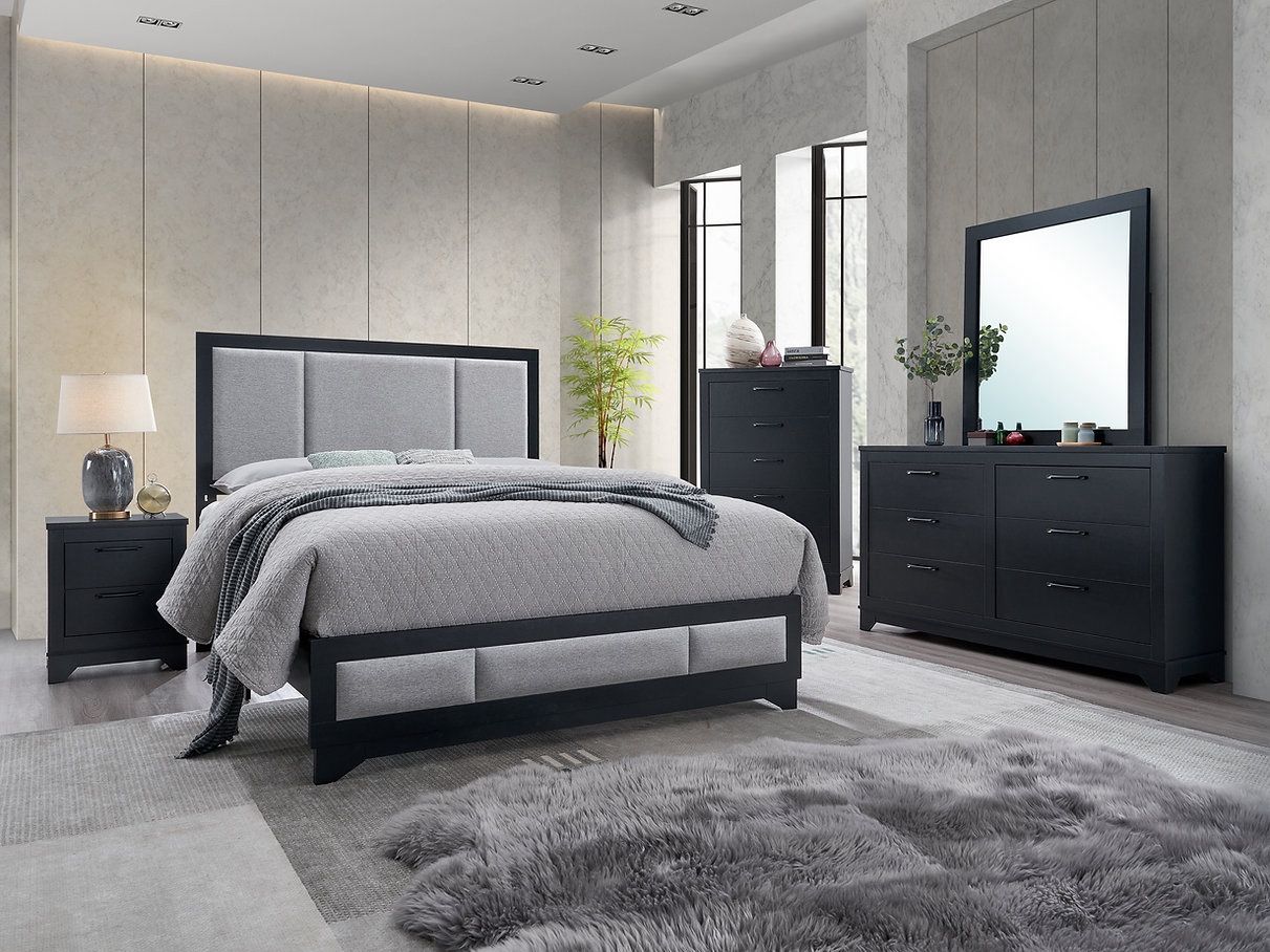 Light Gray King And Queen Size Bed Frame, Mattress