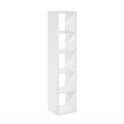 Tall white 5-cube bookcase-72”