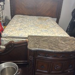 Ashely King Size Marble Bedroom Set