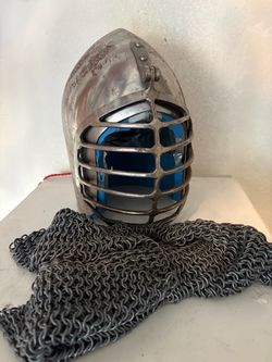 Medieval helmet and chain mail