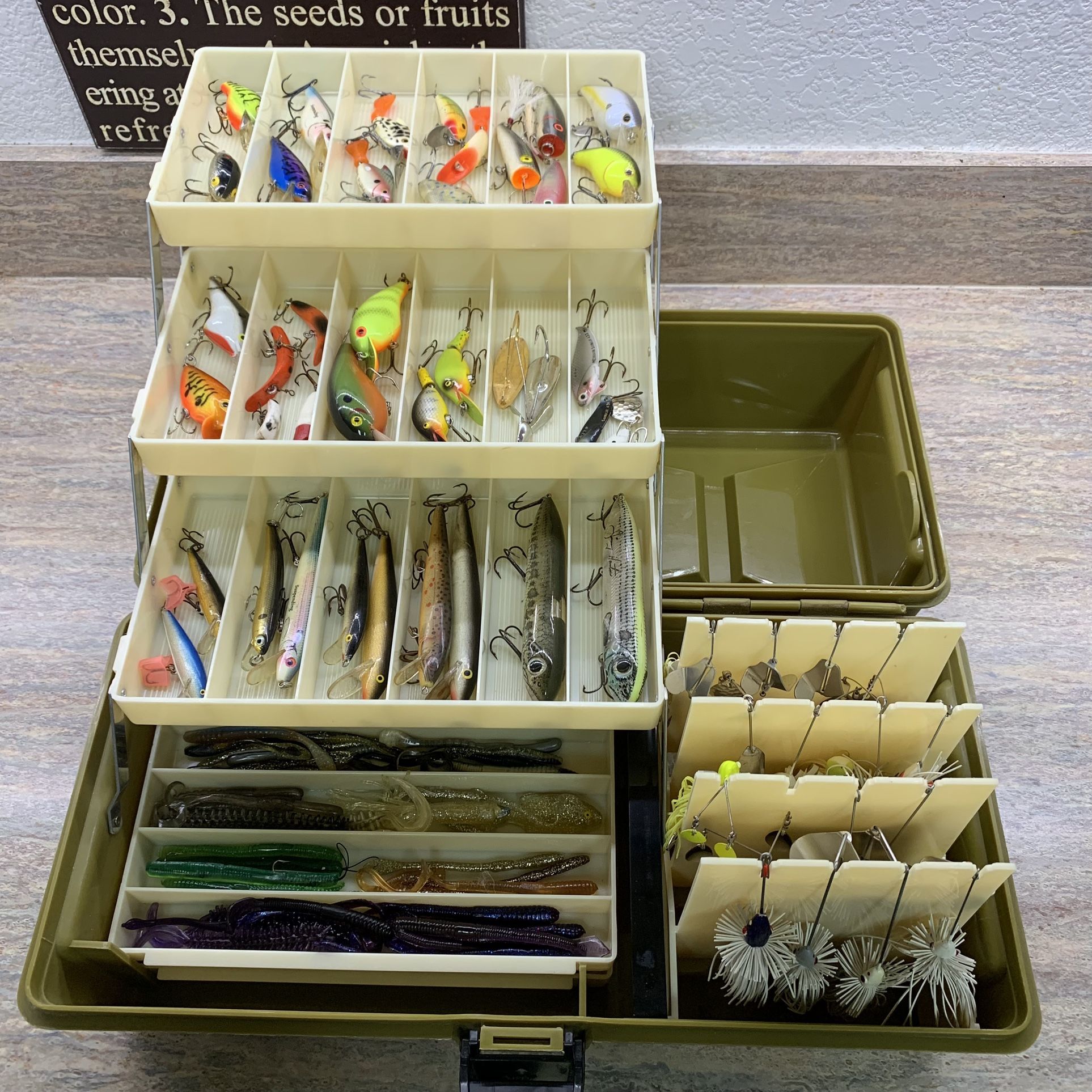Vintage Bass Pro Tackle Box filled with vintage 70’s ~ 90’s fishing lures and baits