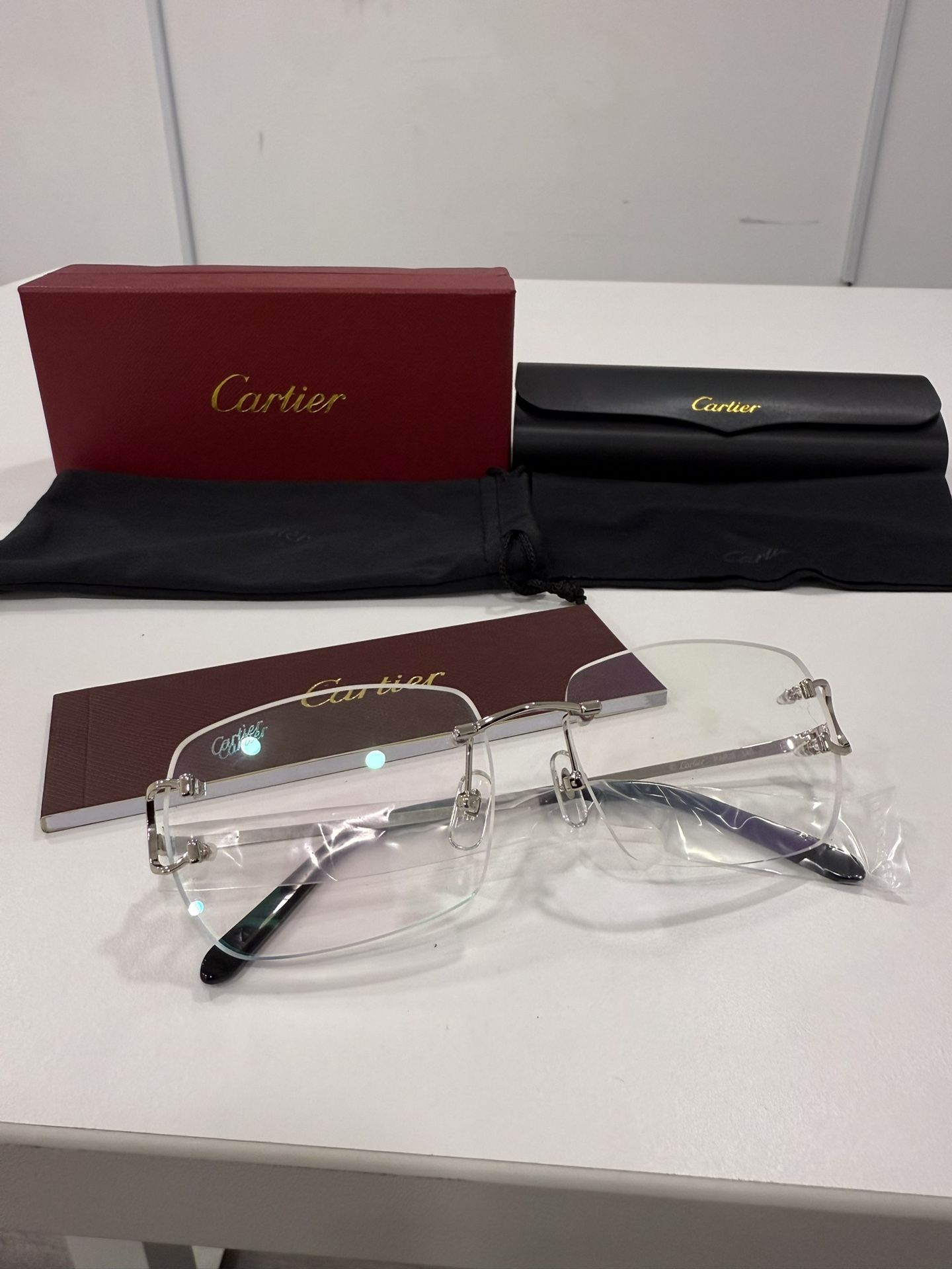 Cartier Glasses, Clear Lense, Silver Frame