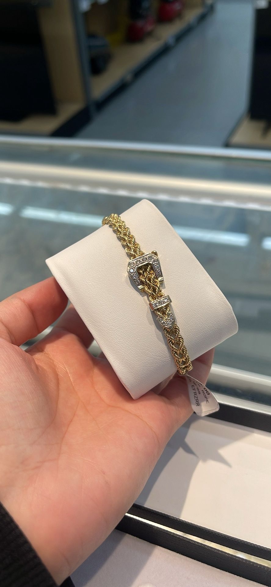 14k Solid Gold Rope Bracelet With Diamonds 17.6 Grams