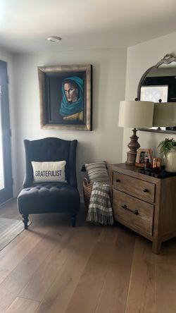 Black wingback chair - excellent condition