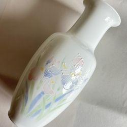 Vintage Otagiri Iris Garden Textured Porcelain Vase 
