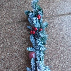 8ft Garland W/ Lights And A 19ft Garland Without Lights