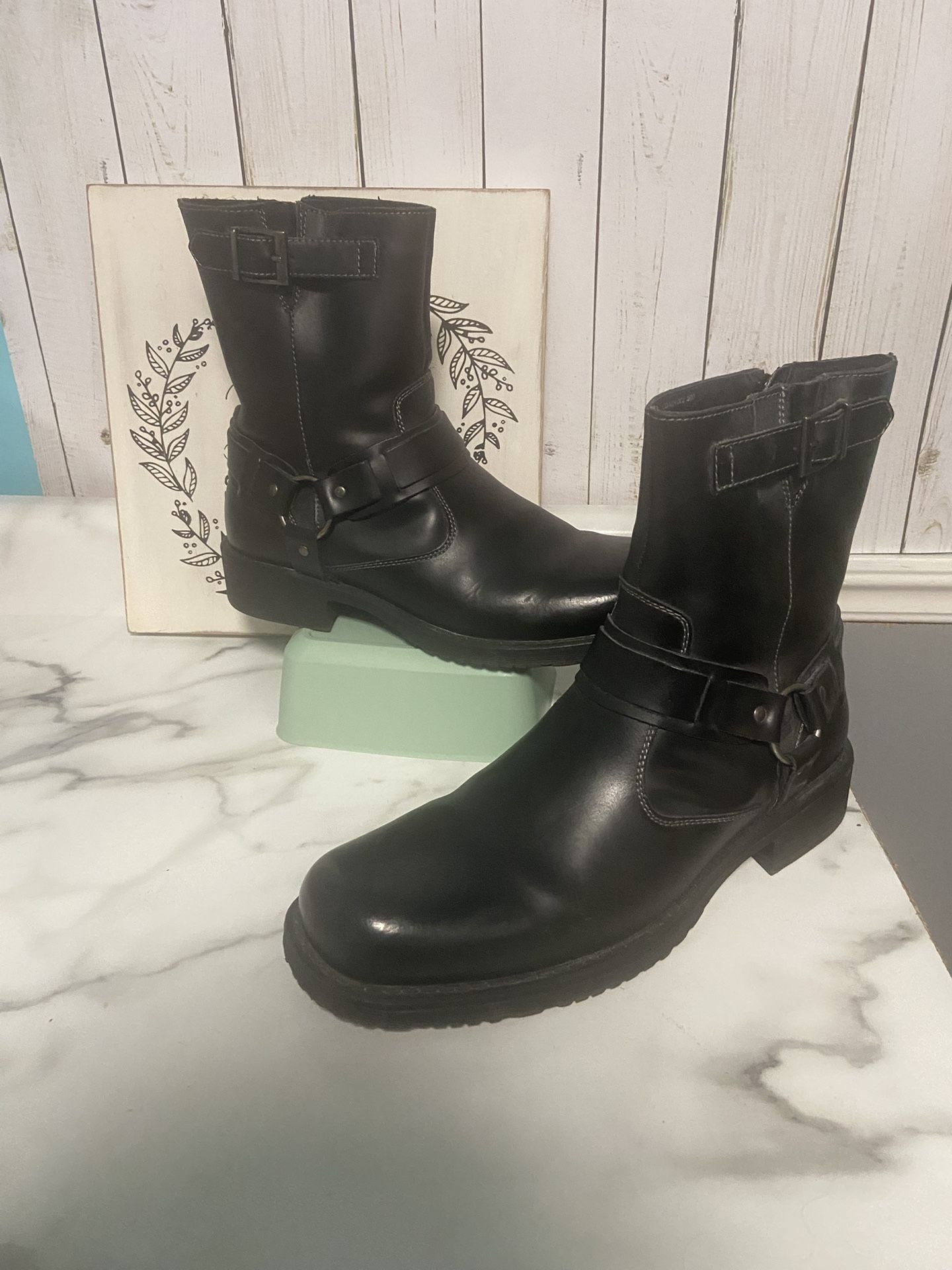 NATHA Lavorazione Artigiana Coach Mens US 10D Black Leather Side Zip Ankle Boot
