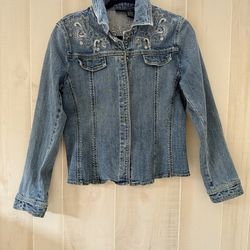 Willi Smith Beaded, Embroidered Women’s Denim Jacket - S