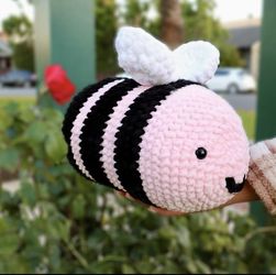 Handmade Crochet Pink Bee