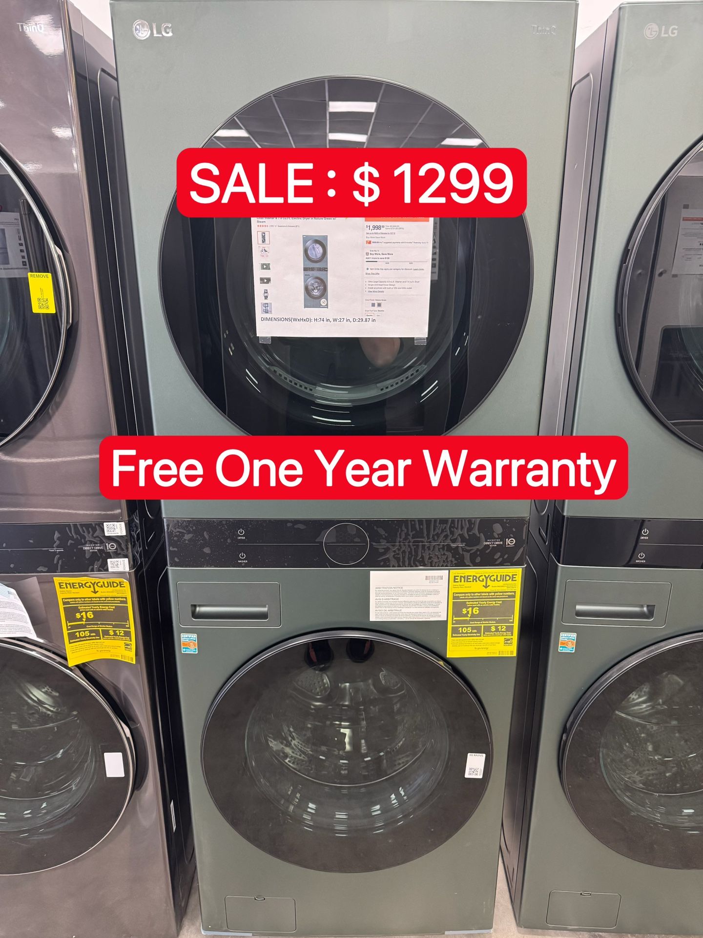 LG WashTower Nature Green color-Free One Year Warranty