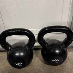 JFIT Kettlebell Weights Vinyl Coated Iron 35bls X2 