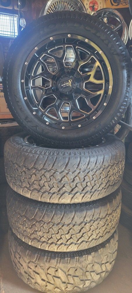 SET OF BLACK 20" 6 LUG UNIVERSAL (FORD/CHEVY) WITH TIRES