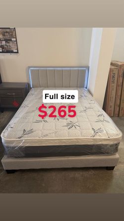 Full size bed frame with mattress / Read description