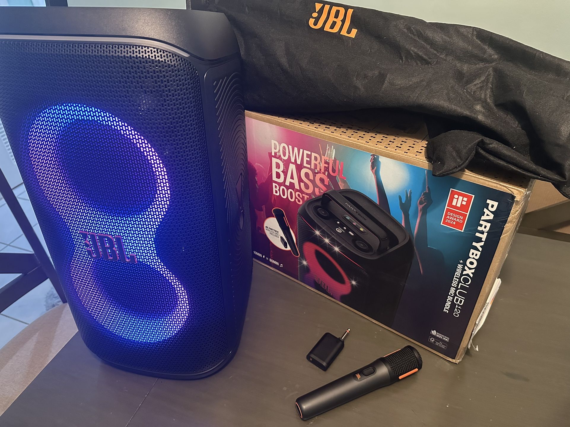 JBL PARTYBOX CLUB 120 with Wireless Microphone.