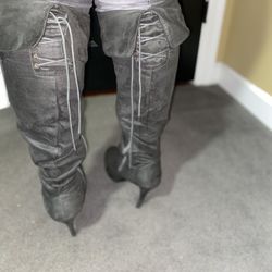 Gray suede  boot