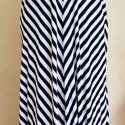 Merona Navy Blue and White Striped Strapless Long Maxi Dress, Medium