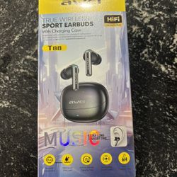 Awei T88 True Wireless Sport Earbuds Bluetooth IPX6 Black W Charging Case