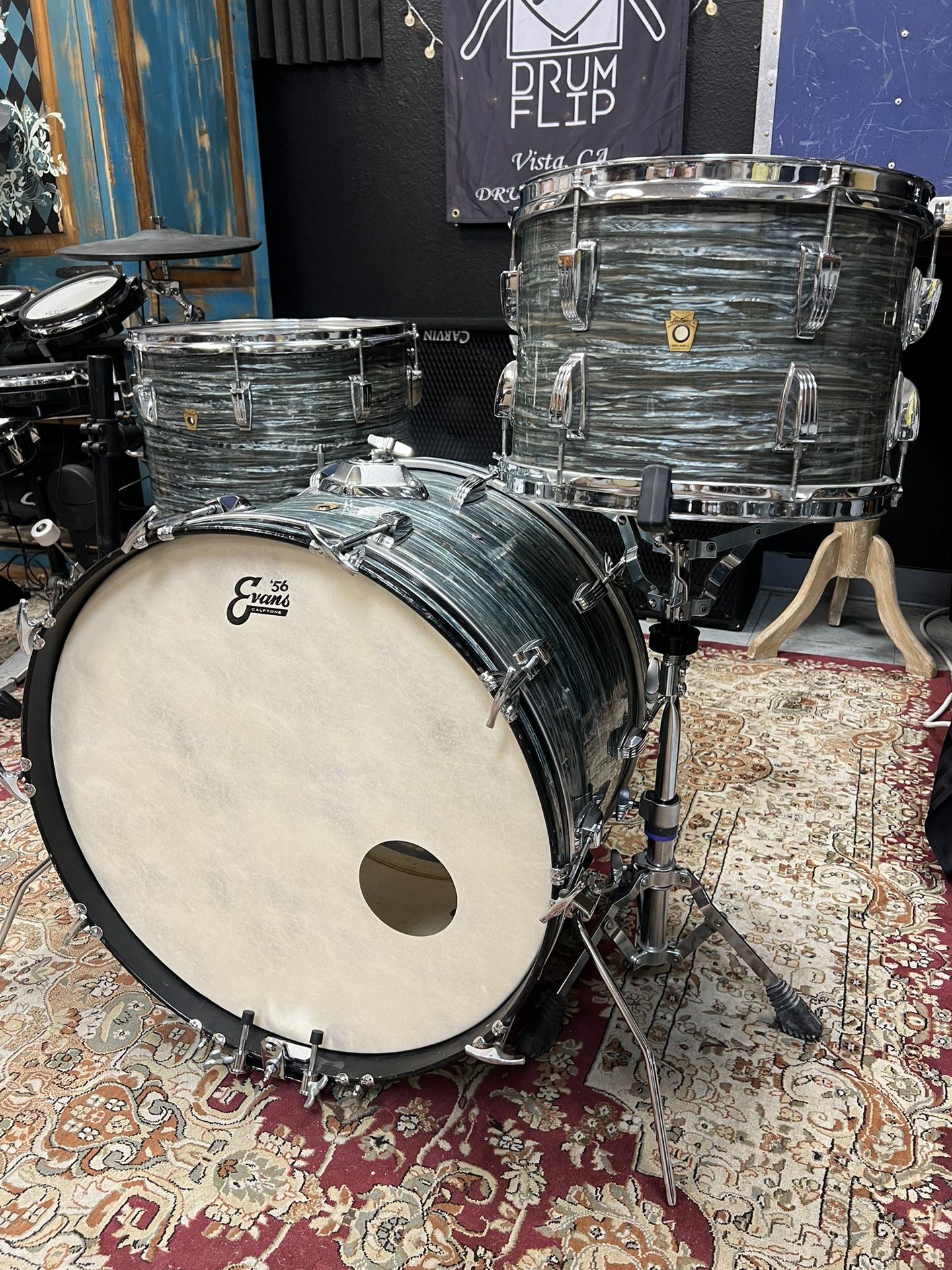 Ludwig Blue Oyster 3pc Drum Set 1966