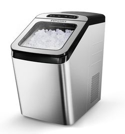EUHOMY Nugget Ice Maker Countertop 34Lbs/Day 3Qt Reservoir Self-Cleaning Silver
