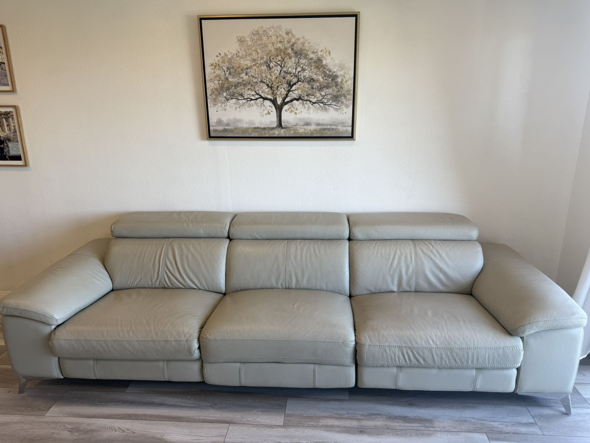 Leather Sofa With Two Electric Recliners