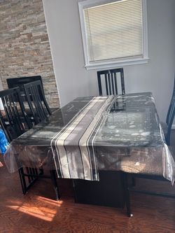 Black Dining Table with Chairs Set