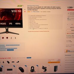 ACER 27inch 2K 1400P 400Hz