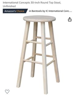 International Concepts 30” Round Top Stool Set, Unfinished 