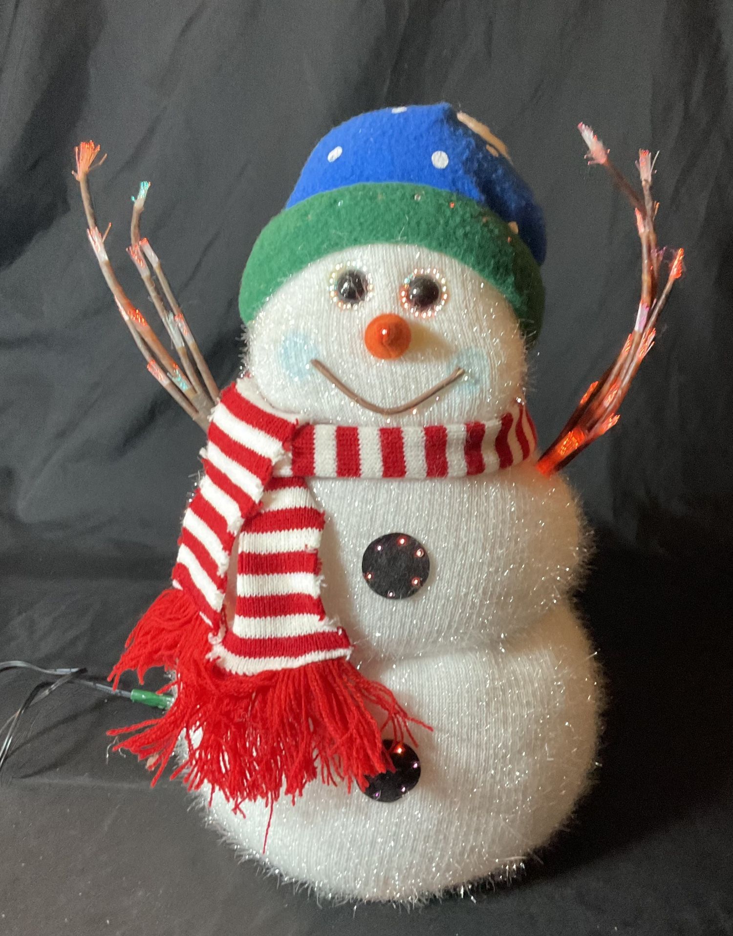 Snowman Fiber Optic Light Changing Christmas Decoration