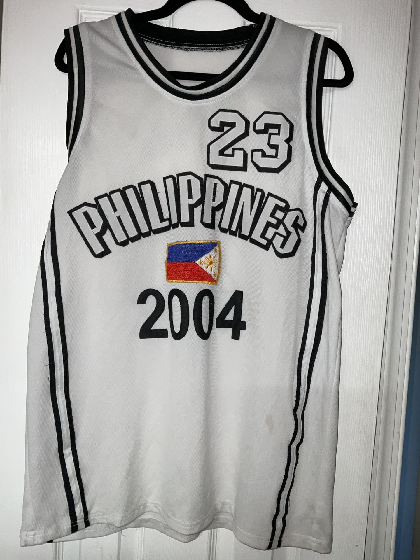 Men's Philippines #23 2004 basketball jersey Cristobal medium sewn on flag Name and numbers also sewn on Slight stains as shown