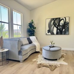 Velvet Sofa+Matching Ottoman