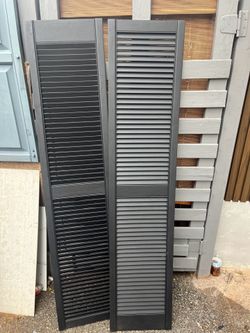 New ew condition 15”x 67” Open Louvered Shutters a Pair in Black