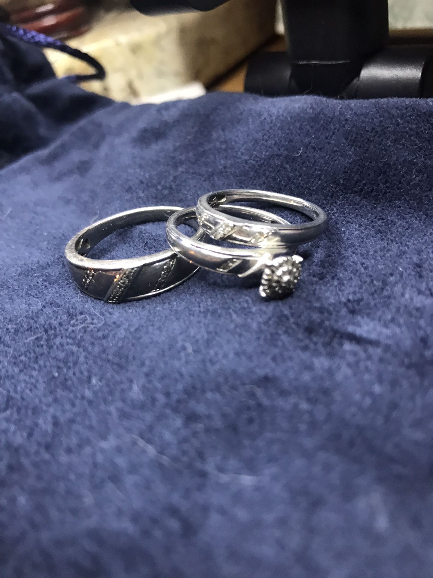 Vintage Sterling Silver Wedding Rings Set